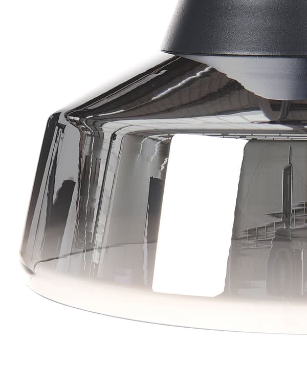 Hänglampa Svart och Silver Lampskärm av Rökfärgat Glas Modern Sovrum Vardagsrumsbelysning