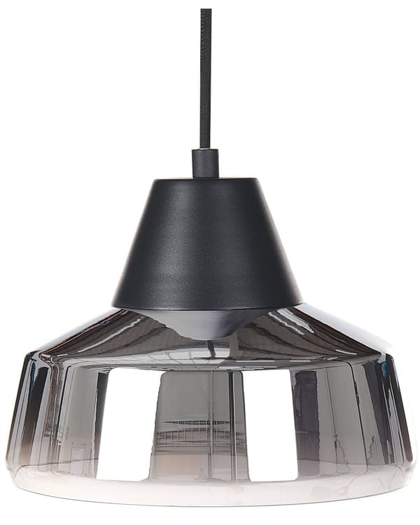 Hänglampa Svart och Silver Lampskärm av Rökfärgat Glas Modern Sovrum Vardagsrumsbelysning