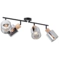 Miniatyrbillede 3 af 5: Brilliant Weald spotlight 4-flamme sort/røg/træ metal/glas/træ   4x A55, E27, 40 W, egnet til normal lampe (medfølger ikke)