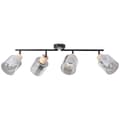 Miniatyrbillede 2 af 5: Brilliant Weald spotlight 4-flamme sort/røg/træ metal/glas/træ   4x A55, E27, 40 W, egnet til normal lampe (medfølger ikke)