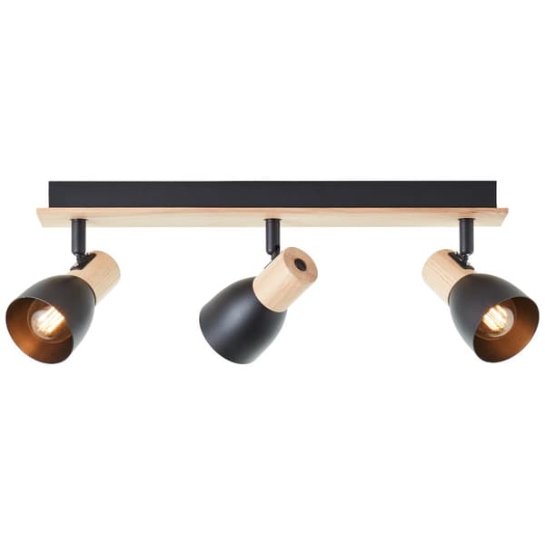 Brilliant Daintree spotlight 3-lys træ/sort metal/træ   3x D45, E14, 28 W, Velegnet til droplampe (medfølger ikke)