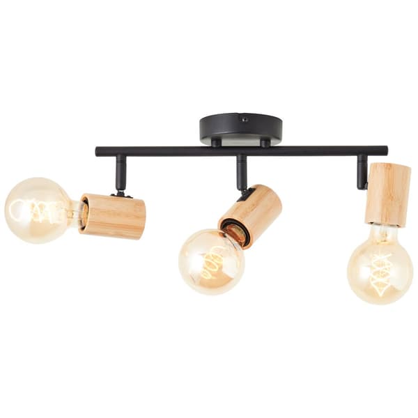 Brilliant Kerry spotrør 3 flammer sort/træ metal/bambus   3x A60, E27, 40 W, egnet til normal lampe (medfølger ikke)
