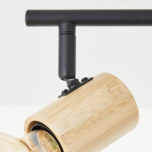 Brilliant Kerry spotlight 6-flames svart/trä metall/bambu   6x A60, E27, 40 W, lämplig för normal lampa (ingår ej)