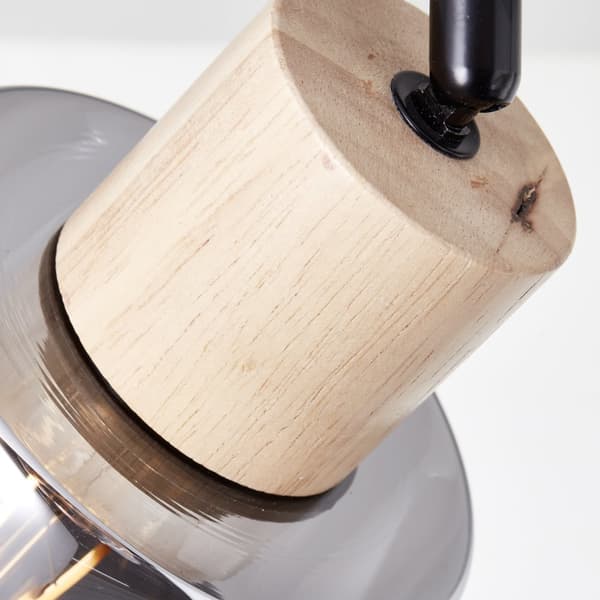 Brilliant Weald spotlight 2-flamme sort/røg/træ metal/glas/træ   2x A55, E27, 40 W, egnet til normal lampe (medfølger ikke)