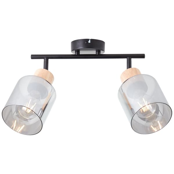 Brilliant Weald spotlight 2-flamme sort/røg/træ metal/glas/træ   2x A55, E27, 40 W, egnet til normal lampe (medfølger ikke)