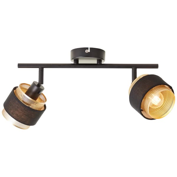 Brilliant Grove spotlight 2-flames svart guld metall/textil   2x D45, E14, 28 W, Lämplig för dropplampa (ingår ej)
