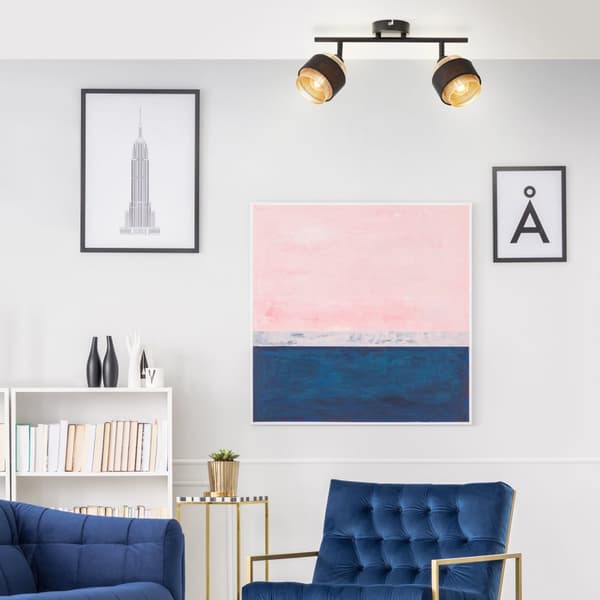Brilliant Grove spotlight 2-flames svart guld metall/textil   2x D45, E14, 28 W, Lämplig för dropplampa (ingår ej)
