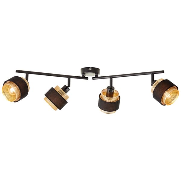 Brilliant Grove spotlight 4-flamme sort guld metal/tekstil   4x D45, E14, 28 W, Velegnet til droplampe (medfølger ikke)