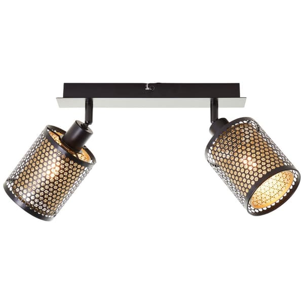 Brilliant Cheval spotlight bar 2-flames svart guld metall   2x D45, E14, 28 W, Lämplig för dropplampa (ingår ej)