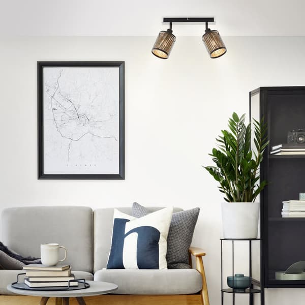 Brilliant Cheval spotlight bar 2-flames svart guld metall   2x D45, E14, 28 W, Lämplig för dropplampa (ingår ej)
