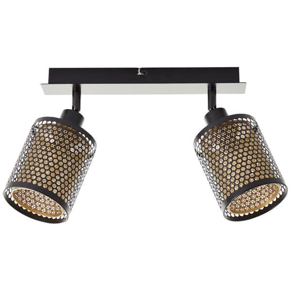Brilliant Cheval spotlight bar 2-flames svart guld metall   2x D45, E14, 28 W, Lämplig för dropplampa (ingår ej)