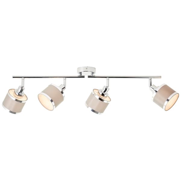 Brilliant Alexia spotlight 4-lågor krom/grå metall/textil   4x D45, E14, 28 W, Lämplig för dropplampa (ingår ej)