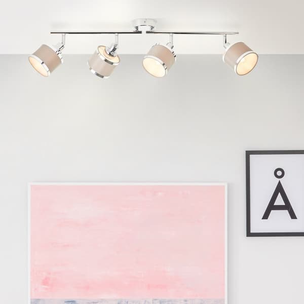 Brilliant Alexia spotlight 4-lågor krom/grå metall/textil   4x D45, E14, 28 W, Lämplig för dropplampa (ingår ej)