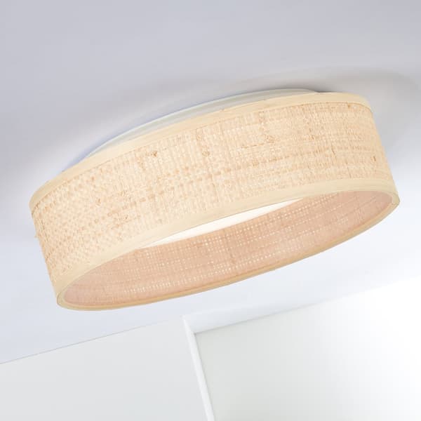 Brilliant Zoe loftslampe 28cm natur/hvid Raffia/Plast/Metal   24 W LED integreret (lysstrøm: 3100lm, lysfarve: 3000-6500K)