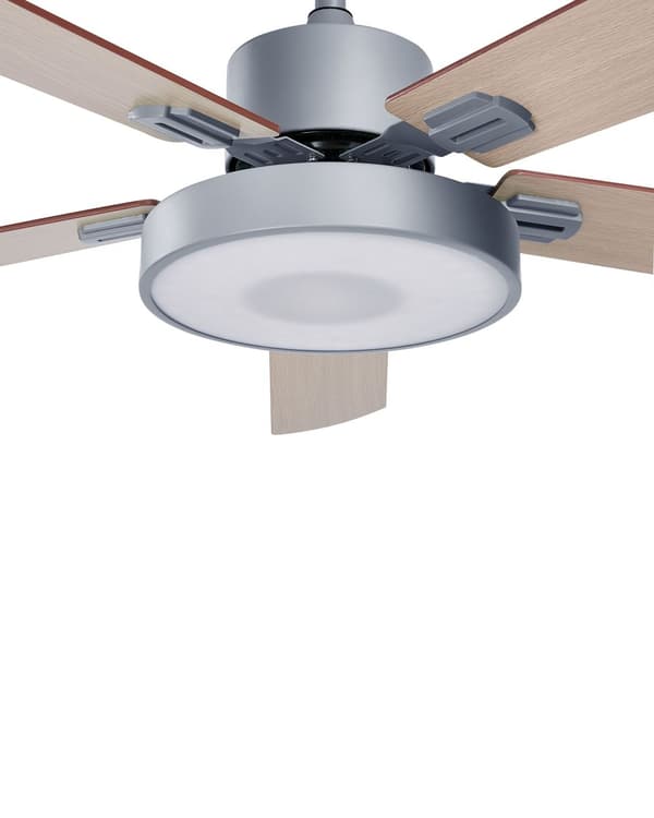 Takfläkt med Lampa Grå Syntetmaterial Järn Fjärrkontroll Finish i Ljust Trä Traditionell Vardagsrum