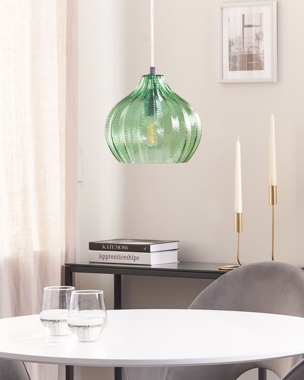 Taklampa Grön glasskärm Retrobelysning Hängande lampa