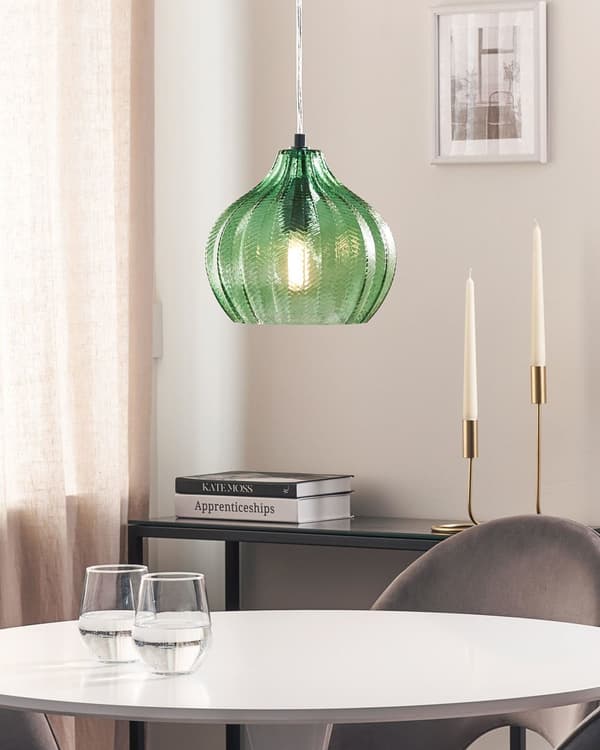 Taklampa Grön glasskärm Retrobelysning Hängande lampa