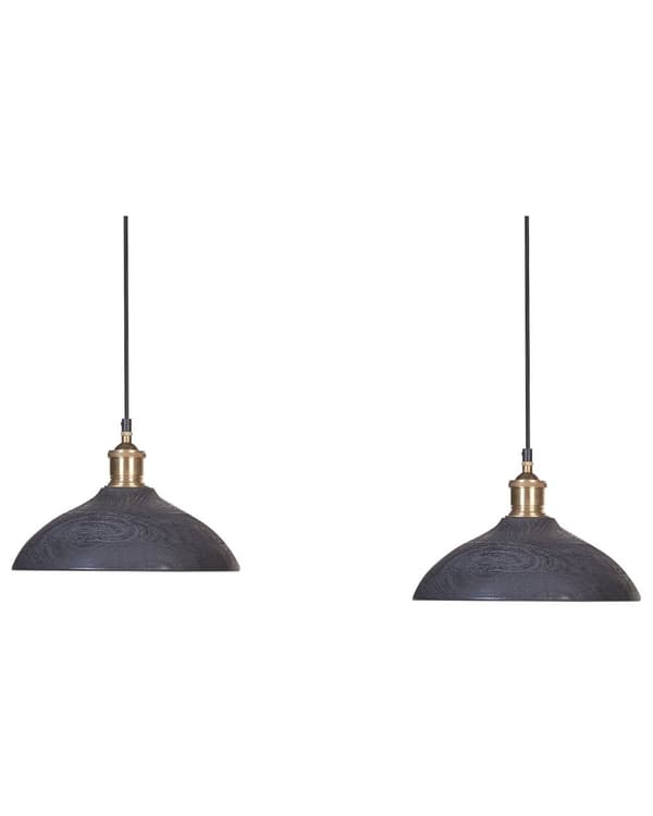 Pendellampa Svart Naturlig träskärm Taklampa Boho Style Hemtillbehör Handgjorda