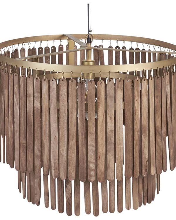 Pendellampa mörkt trä Naturlig mangoskärm Takljus Boho industriell stil Hemtillbehör Handgjord