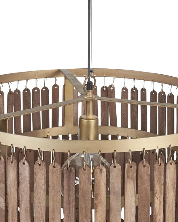 Pendellampa mörkt trä Naturlig mangoskärm Takljus Boho industriell stil Hemtillbehör Handgjord