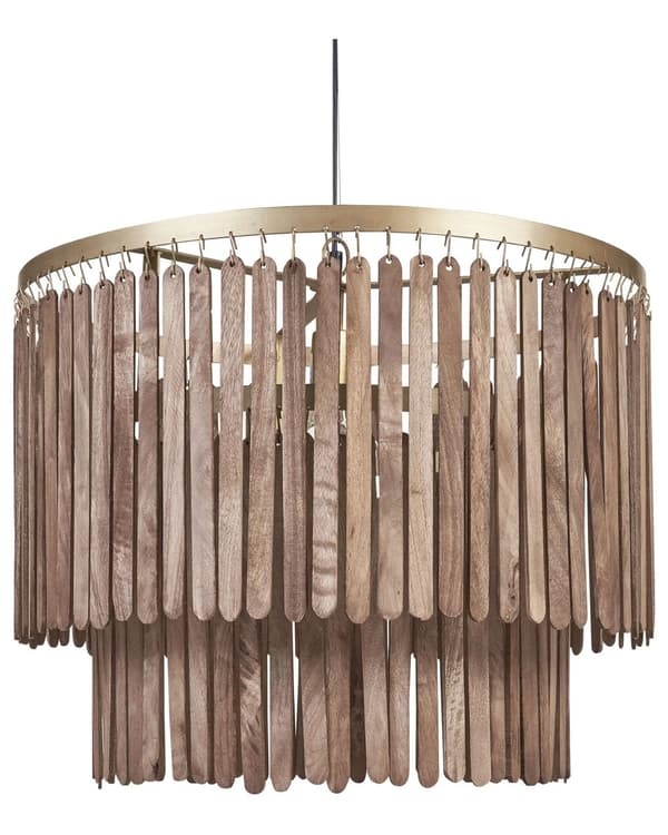 Pendellampa mörkt trä Naturlig mangoskärm Takljus Boho industriell stil Hemtillbehör Handgjord