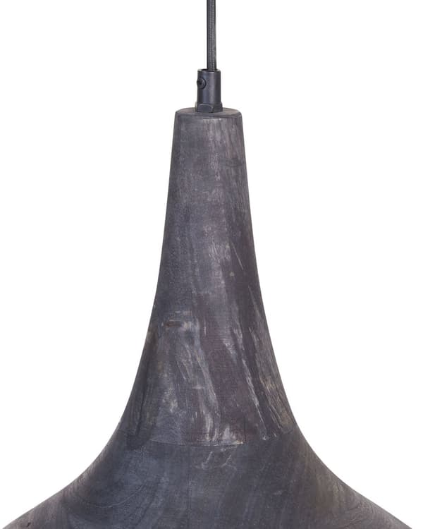 Pendellampa Svart Naturlig träskärm Taklampa Boho Style Hemtillbehör Handgjord