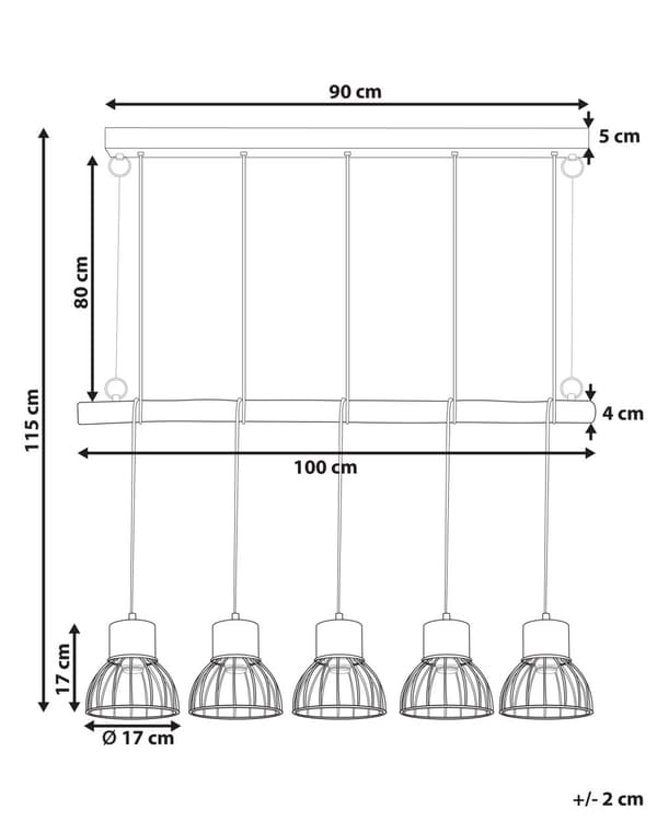 Taklampa 5 ljus Mangoträ Mässing Metall Järnskärm Genombruten Taklampa Rustik Modern