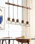 Miniatyrbild 4 av 9: Taklampa 5 ljus Mangoträ Mässing Metall Järnskärm Genombruten Taklampa Rustik Modern