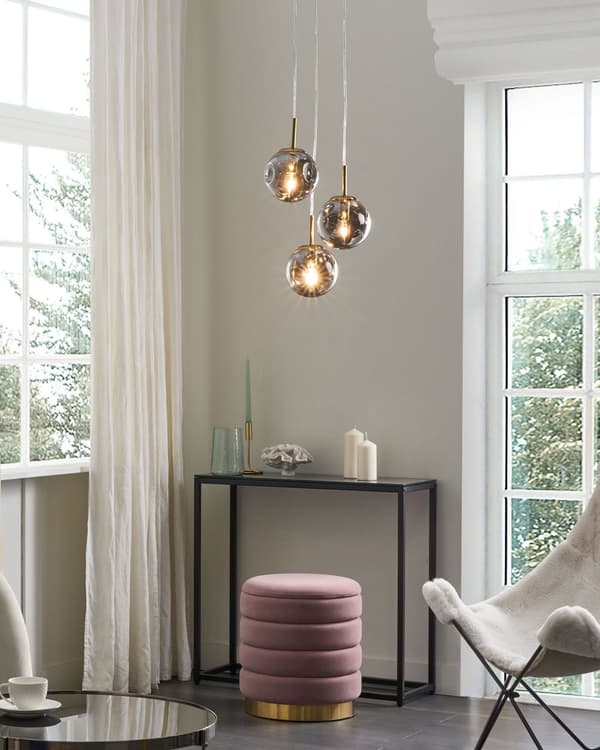 Taklampa Transparenta Glasskärmar Mässing Järn 3 Lampor Modern Design Heminredning Tillbehör Vardagsrum