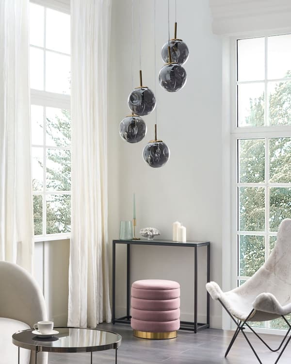 Taklampa Transparenta Glasskärmar Mässing Järn 5 Lampor Modern Design Heminredning Tillbehör Vardagsrum
