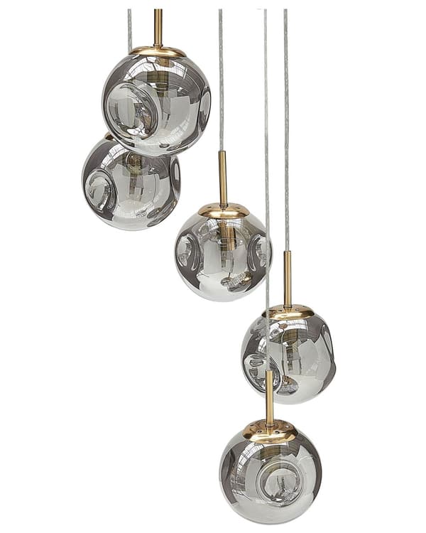 Taklampa Transparenta Glasskärmar Mässing Järn 5 Lampor Modern Design Heminredning Tillbehör Vardagsrum