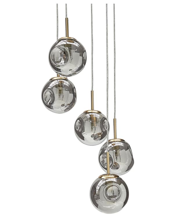 Taklampa Transparenta Glasskärmar Mässing Järn 5 Lampor Modern Design Heminredning Tillbehör Vardagsrum
