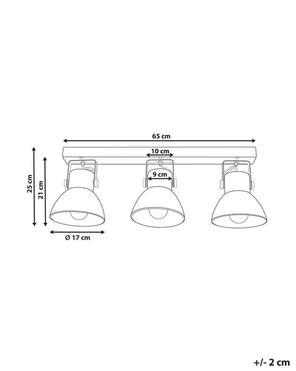3-ljus spotlight mörk mangoträ och svart modern design justerbara skärmar
