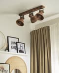 Miniatyrbild 4 av 9: 3-ljus spotlight mörk mangoträ och svart modern design justerbara skärmar
