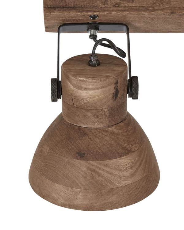 3-ljus spotlight mörk mangoträ och svart modern design justerbara skärmar