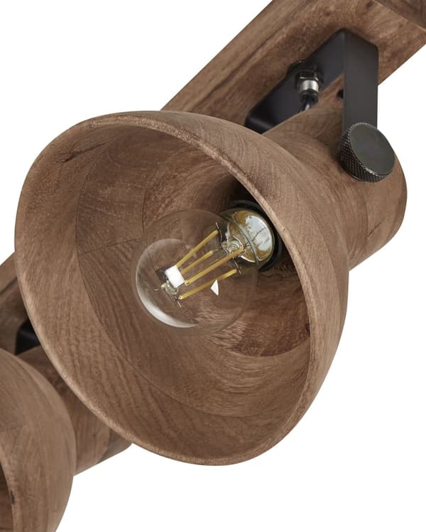 3-ljus spotlight mörk mangoträ och svart modern design justerbara skärmar