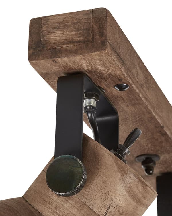 3-ljus spotlight mörk mangoträ och svart modern design justerbara skärmar