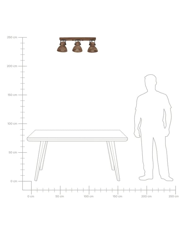 3-ljus spotlight mörk mangoträ och svart modern design justerbara skärmar