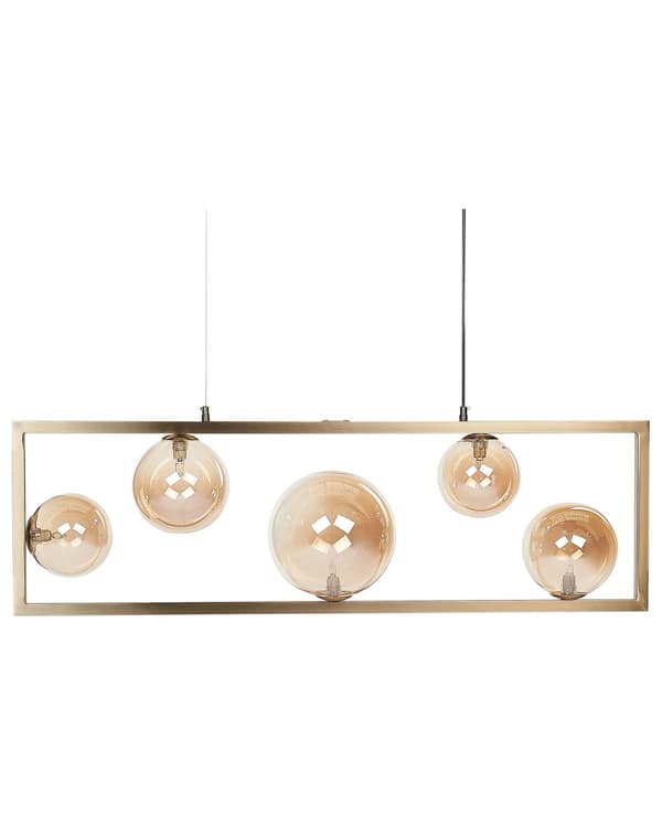 5-ljus pendellampa Mässing Metall Rektangulär ram Glam Industriell stil Vardagsrum Matsal