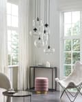 Miniatyrbild 4 av 9: Taklampa Transparenta Glasskärmar Svart Järn 6 Lampor Modern Design Heminredning Tillbehör Vardagsrum