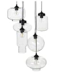 Miniatyrbild 5 av 9: Taklampa Transparenta Glasskärmar Svart Järn 6 Lampor Modern Design Heminredning Tillbehör Vardagsrum
