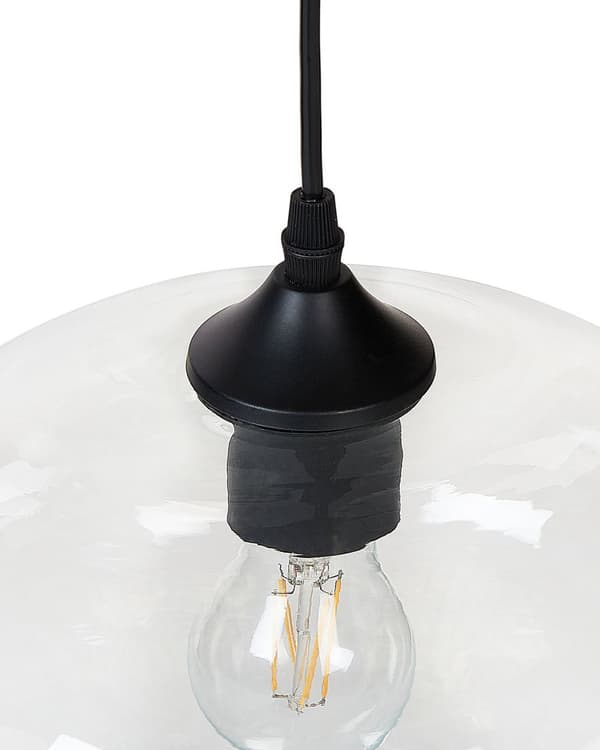 Taklampa Transparenta Glasskärmar Svart Järn 6 Lampor Modern Design Heminredning Tillbehör Vardagsrum