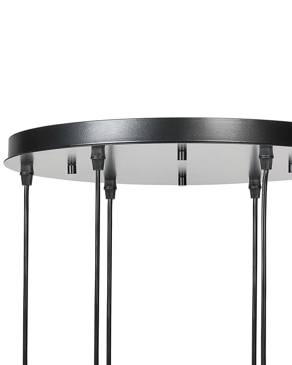 Taklampa Transparenta Glasskärmar Svart Järn 6 Lampor Modern Design Heminredning Tillbehör Vardagsrum