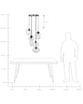Miniatyrbild 9 av 9: Taklampa Transparenta Glasskärmar Svart Järn 6 Lampor Modern Design Heminredning Tillbehör Vardagsrum