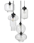 Miniatyrbild 1 av 9: Taklampa Transparenta Glasskärmar Svart Järn 6 Lampor Modern Design Heminredning Tillbehör Vardagsrum