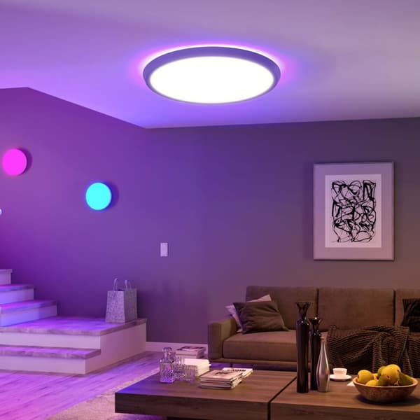 BW-CLT2 LED Smart-loftslys 40 cm med hovedlys og RGB-atmosfærelys, 2700-6500K justerbar, APP-stemmefjernbetjening og gør-det-selv-scenetilstand