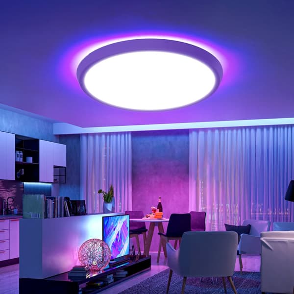 BW-CLT2 LED Smart-loftslys 40 cm med hovedlys og RGB-atmosfærelys, 2700-6500K justerbar, APP-stemmefjernbetjening og gør-det-selv-scenetilstand