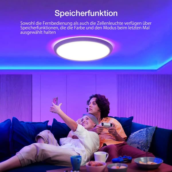 BW-CLT2 LED Smart-loftslys 40 cm med hovedlys og RGB-atmosfærelys, 2700-6500K justerbar, APP-stemmefjernbetjening og gør-det-selv-scenetilstand