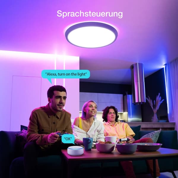 BW-CLT2 LED Smart-loftslys 40 cm med hovedlys og RGB-atmosfærelys, 2700-6500K justerbar, APP-stemmefjernbetjening og gør-det-selv-scenetilstand