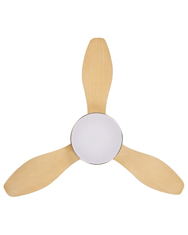 Takfläkt med ljus Ventilator Silver med Ljust trä Syntetiskt material Fjärrkontroll 6 hastigheter 3 ljusnivåer Traditionellt vardagsrum Sovrum